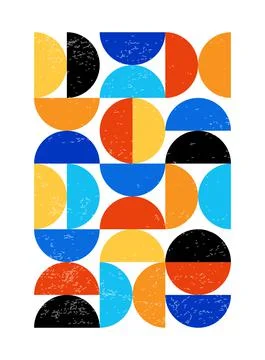 Minimal geometric design poster, vector template with primitive shapes Stock Illustration