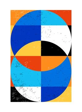 Minimal geometric design poster, vector template with primitive shapes Stock Illustration