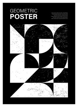 Minimal geometric design poster, vector template with primitive shapes Stock Illustration