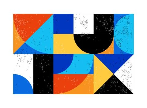 Minimal geometric design poster, vector template with primitive shapes Stock Illustration