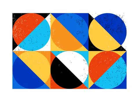 Minimal geometric design poster, vector template with primitive shapes Stock Illustration