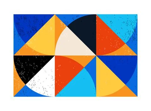 Minimal geometric design poster, vector template with primitive shapes Illustrazione stock