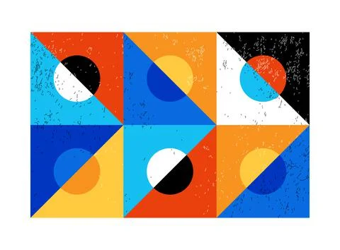 Minimal geometric design poster, vector template with primitive shapes Stock Illustration