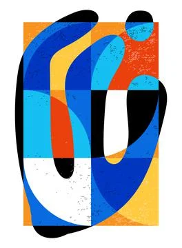 Minimal geometric design poster, vector template with primitive shapes Illustrazione stock