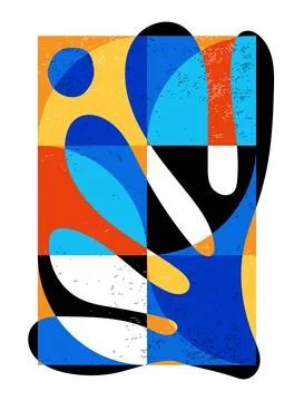Minimal geometric design poster, vector template with primitive shapes Illustrazione stock