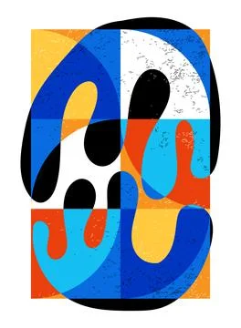 Minimal geometric design poster, vector template with primitive shapes Stock Illustration