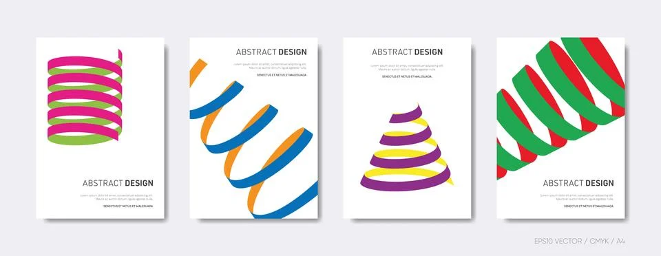 Minimal geometric design vector brochure cover set Stock Illustration