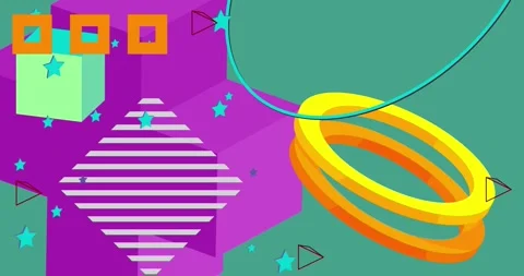 Minimal geometric elements animation Stock Footage 307153809