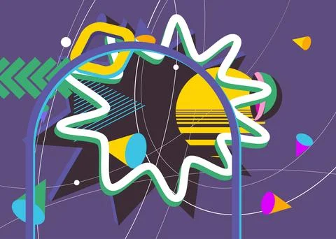 Minimal geometric elements poster design. Multicolored geometrical graphic .. Illustrazione stock