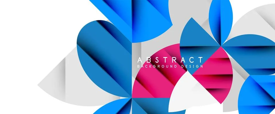 Minimal geometric elements on white. Petals, round triangles, star Stock Illustration