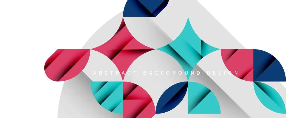 Minimal geometric elements on white. Petals, round triangles, star Illustrazione stock