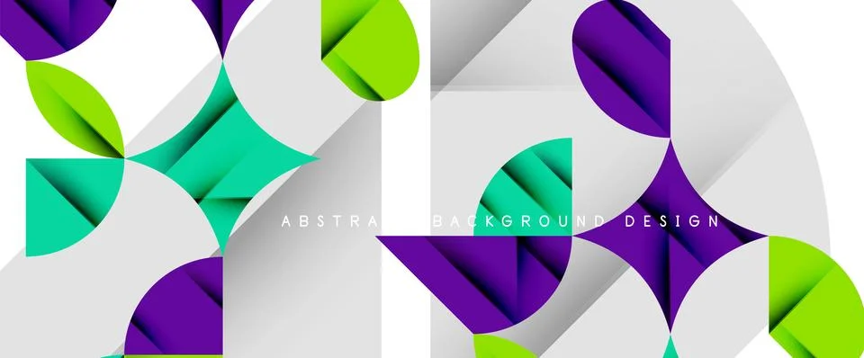 Minimal geometric elements on white. Petals, round triangles, star Stock Illustration