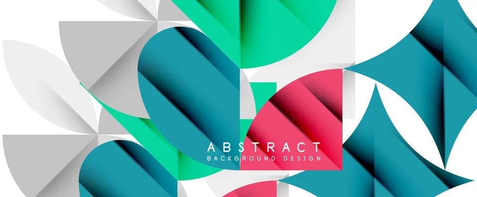 Minimal geometric elements on white. Petals, round triangles, star Stock Illustration