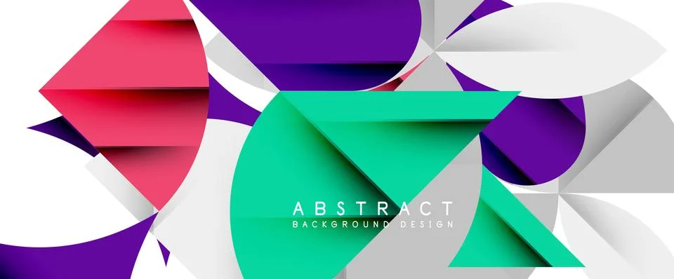 Minimal geometric elements on white. Petals, round triangles, star Illustrazione stock