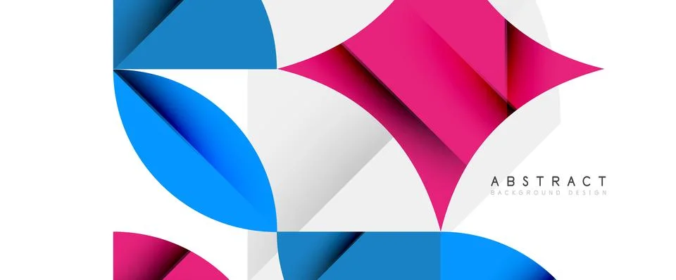 Minimal geometric elements on white. Petals, round triangles, star Stock Illustration