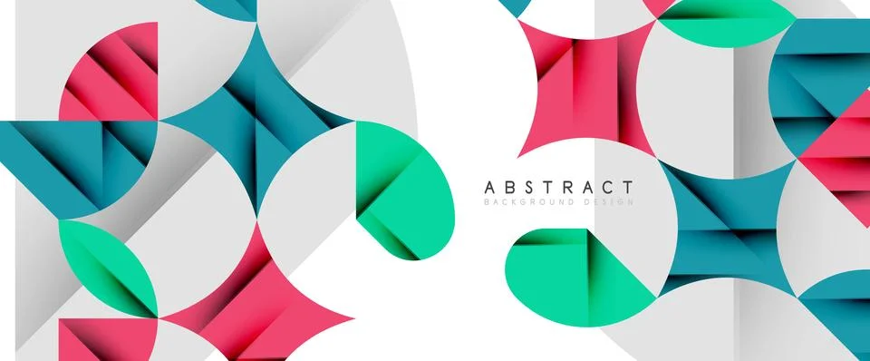 Minimal geometric elements on white. Petals, round triangles, star Illustrazione stock