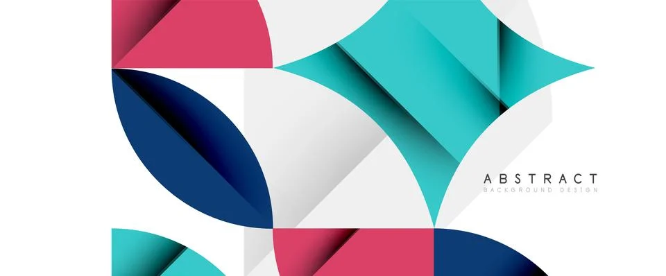 Minimal geometric elements on white. Petals, round triangles, star Illustrazione stock