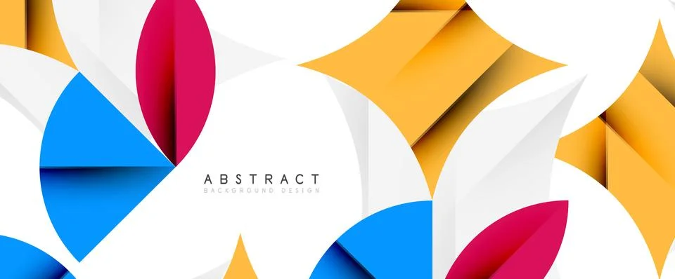 Minimal geometric elements on white. Petals, round triangles, star Illustrazione stock