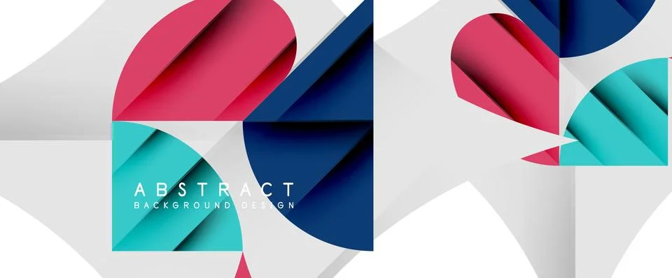 Minimal geometric elements on white. Petals, round triangles, star Stock Illustration