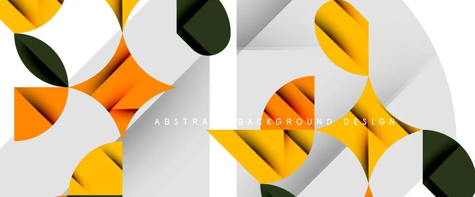 Minimal geometric elements on white. Petals, round triangles, star Stock Illustration