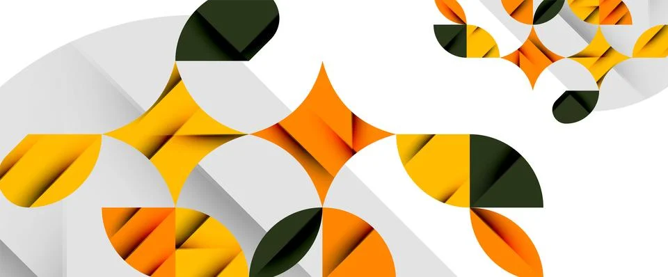 Minimal geometric elements on white. Petals, round triangles, star Illustrazione stock