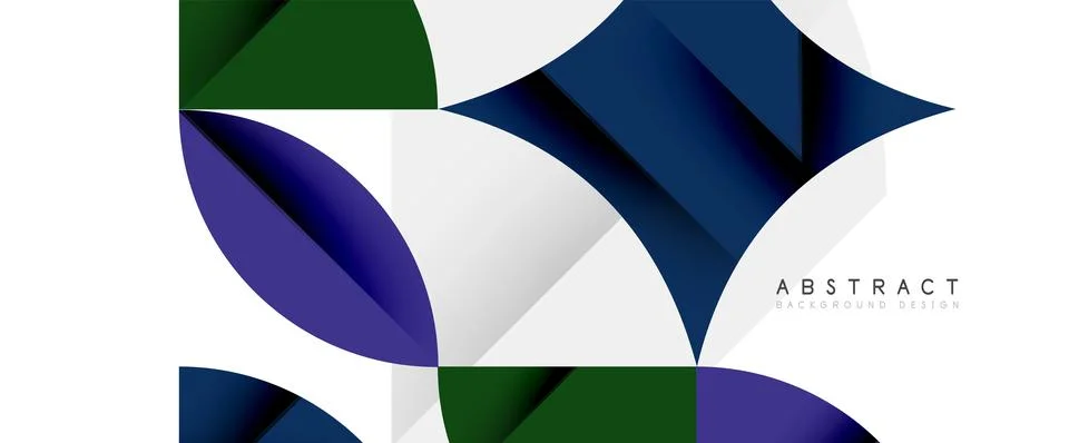 Minimal geometric elements on white. Petals, round triangles, star Stock Illustration