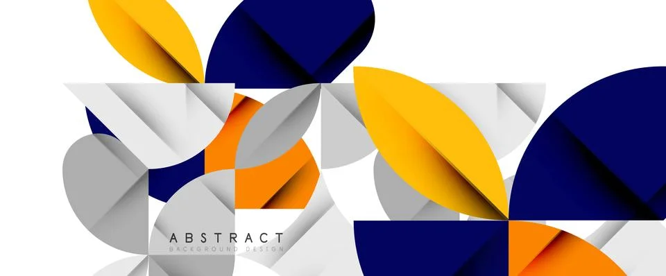 Minimal geometric elements on white. Petals, round triangles, star Stock Illustration