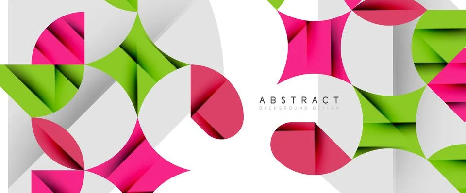 Minimal geometric elements on white. Petals, round triangles, star Stock Illustration