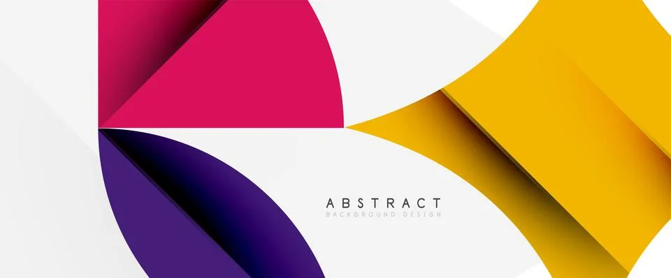 Minimal geometric elements on white. Petals, round triangles, star Illustrazione stock