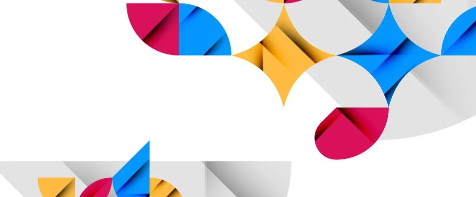 Minimal geometric elements on white. Petals, round triangles, star Illustrazione stock