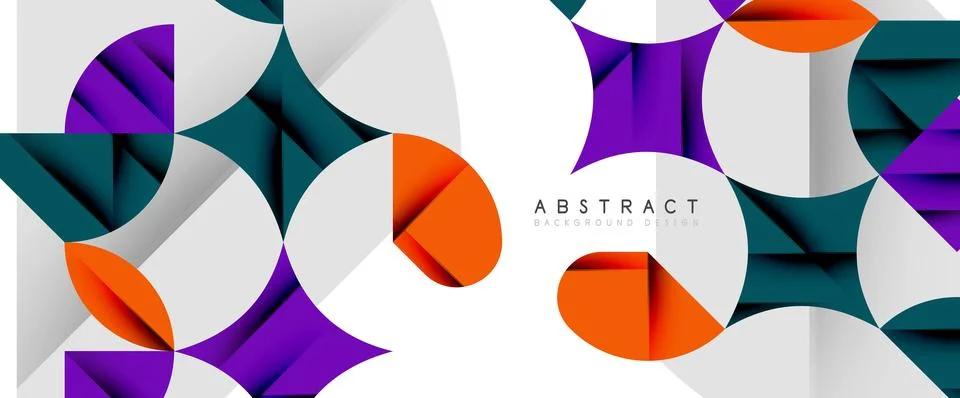 Minimal geometric elements on white. Petals, round triangles, star Stock Illustration