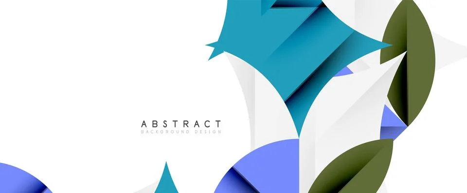 Minimal geometric elements on white. Petals, round triangles, star Stock Illustration