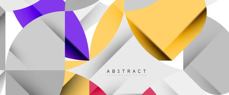 Minimal geometric elements on white. Petals, round triangles, star Stock Illustration