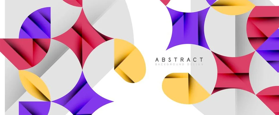 Minimal geometric elements on white. Petals, round triangles, star Stock Illustration