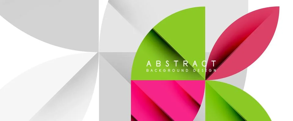Minimal geometric elements on white. Petals, round triangles, star Stock Illustration