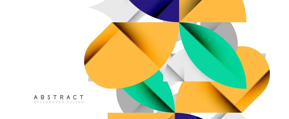 Minimal geometric elements on white. Petals, round triangles, star Illustrazione stock