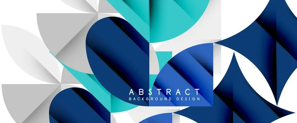 Minimal geometric elements on white. Petals, round triangles, star Stock Illustration