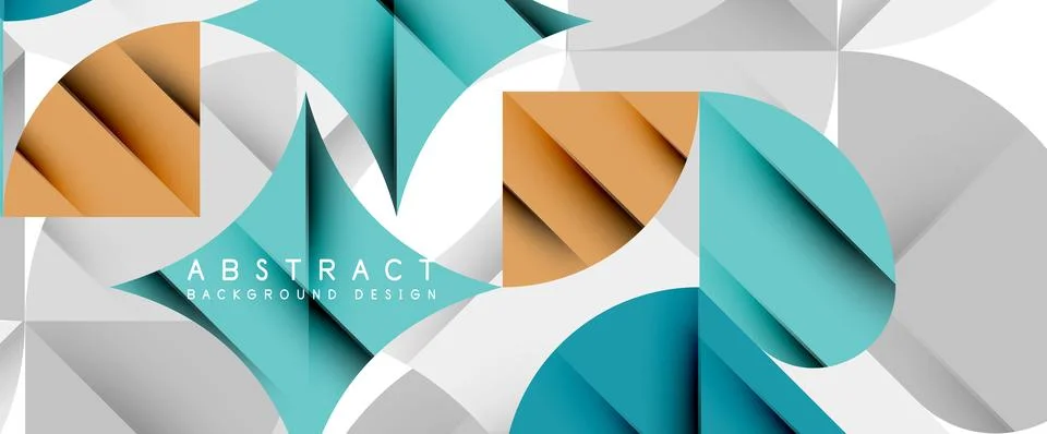 Minimal geometric elements on white. Petals, round triangles, star Stock Illustration