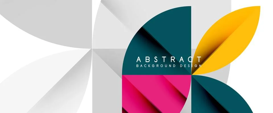 Minimal geometric elements on white. Petals, round triangles, star Illustrazione stock
