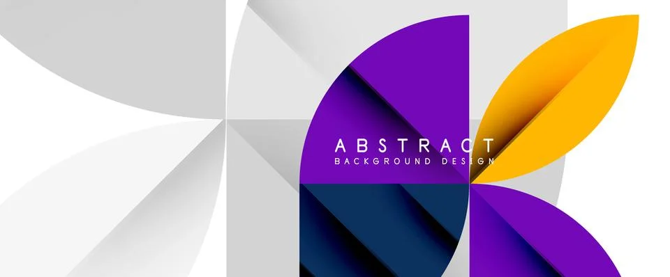 Minimal geometric elements on white. Petals, round triangles, star Illustrazione stock
