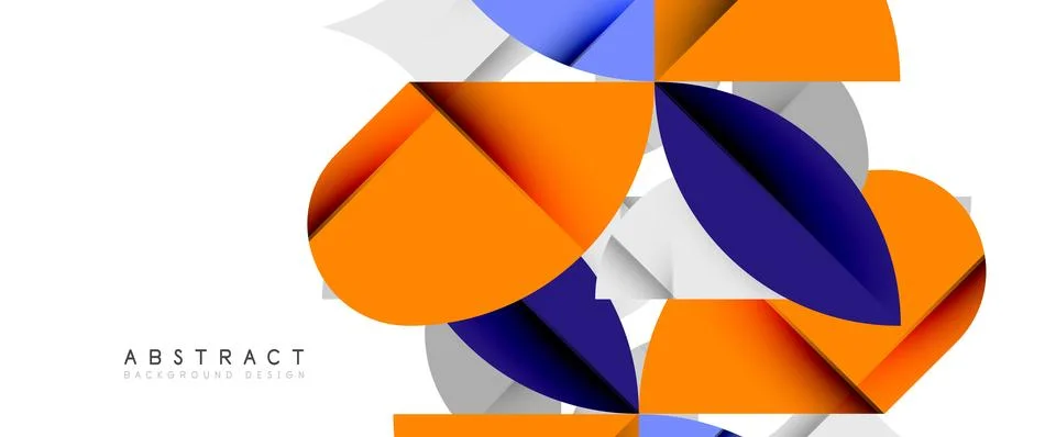 Minimal geometric elements on white. Petals, round triangles, star Illustrazione stock