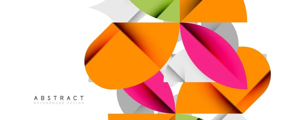 Minimal geometric elements on white. Petals, round triangles, star Illustrazione stock