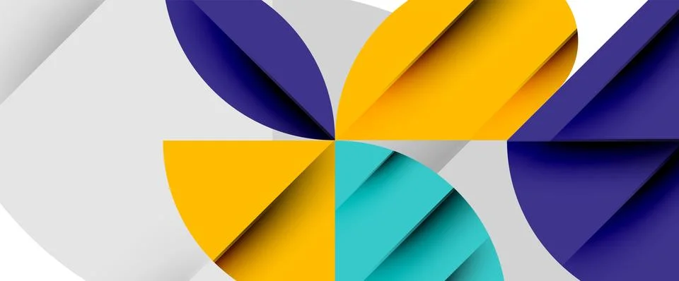 Minimal geometric elements on white. Petals, round triangles, star Illustrazione stock