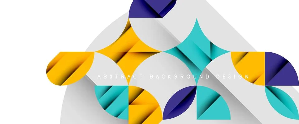 Minimal geometric elements on white. Petals, round triangles, star Stock Illustration