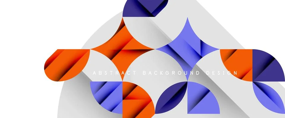 Minimal geometric elements on white. Petals, round triangles, star Stock Illustration