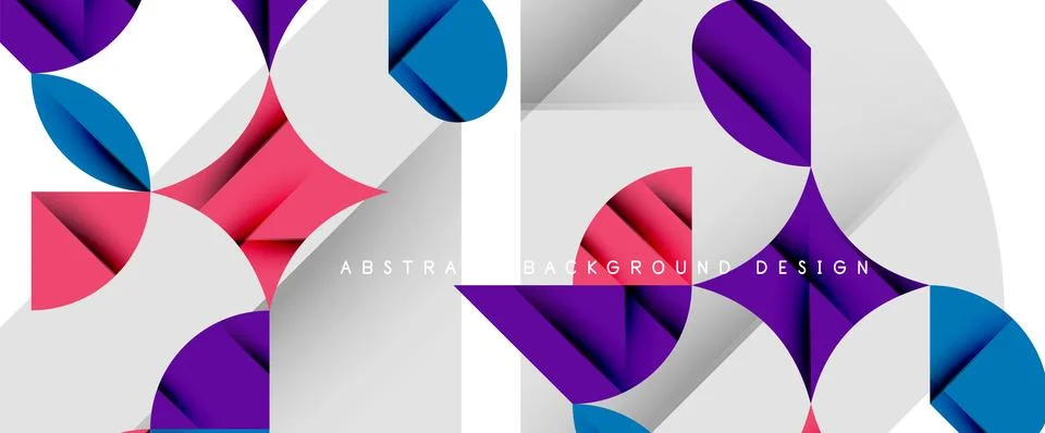 Minimal geometric elements on white. Petals, round triangles, star Stock Illustration