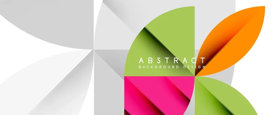 Minimal geometric elements on white. Petals, round triangles, star Illustrazione stock