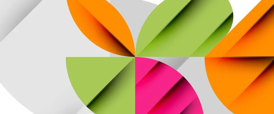Minimal geometric elements on white. Petals, round triangles, star Stock Illustration