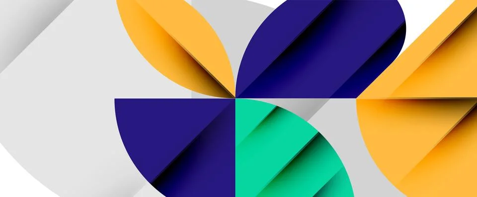 Minimal geometric elements on white. Petals, round triangles, star Stock Illustration