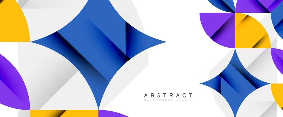 Minimal geometric elements on white. Petals, round triangles, star Stock Illustration